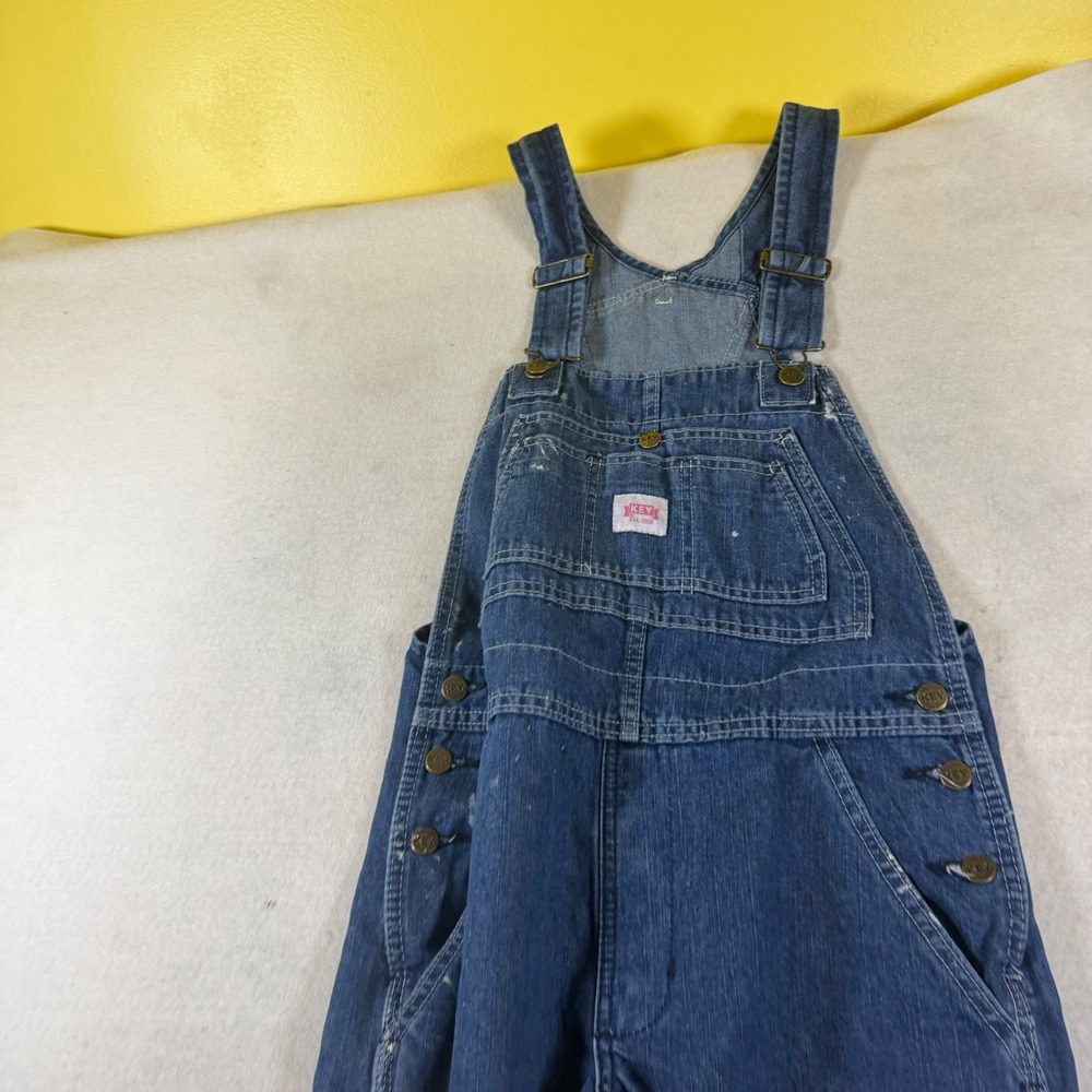 Key Imperial Mens Denim Bib Overalls Blue Cotton Workwear Size 4 Short 7699